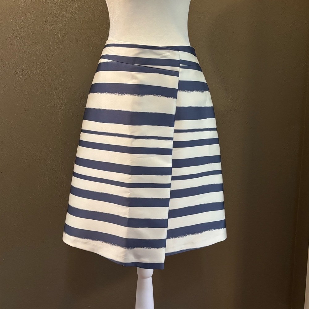 Topshop Blue and White A-Line faux Wrap Skirt